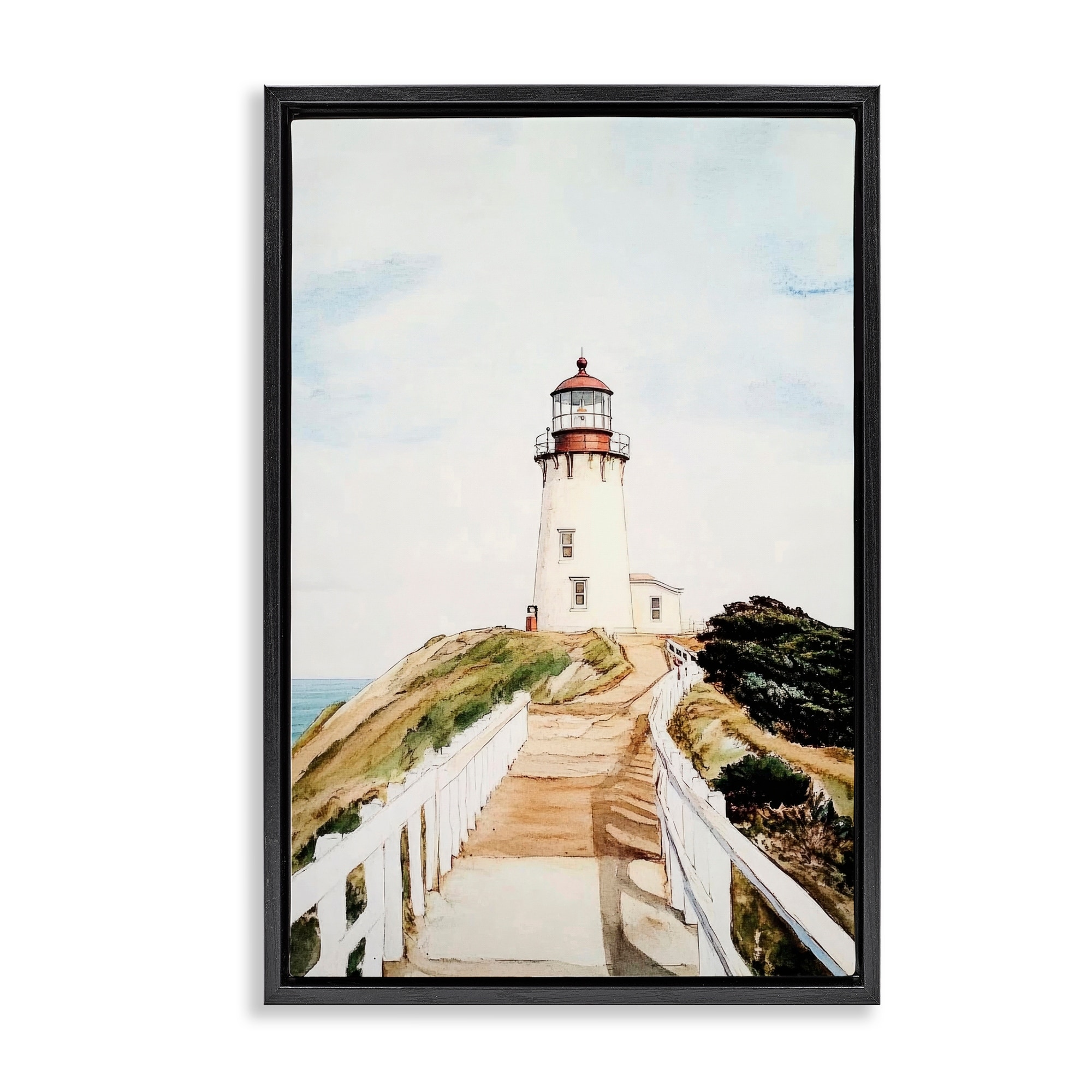 Stupell Lighthouse Path Traditional Framed Floater Canvas Wall Art Design By Sisi and Seb