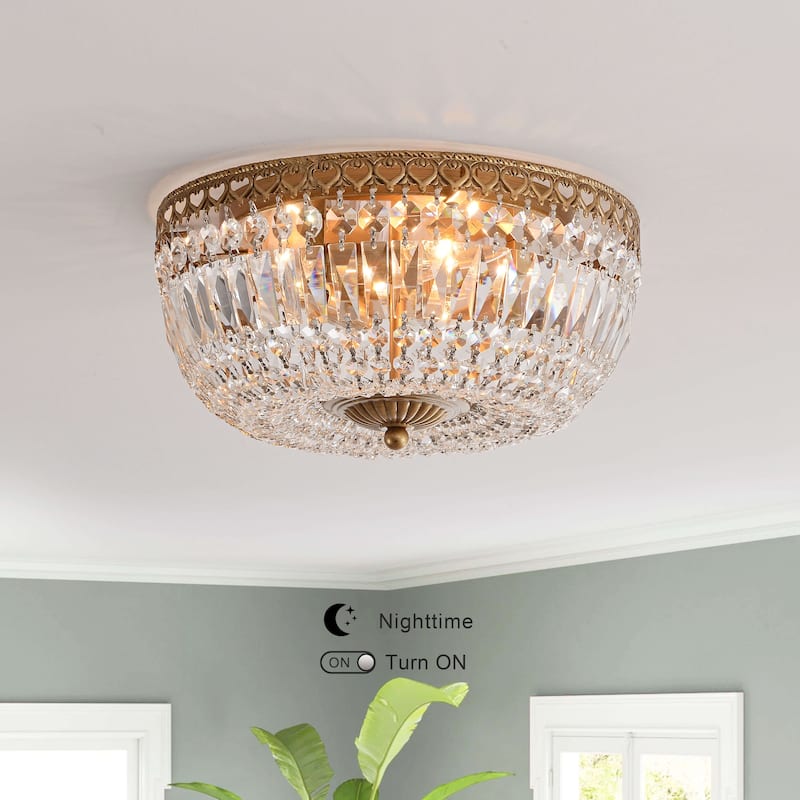 Silver Orchid 14-inch Crystal Flush Mount Chandelier