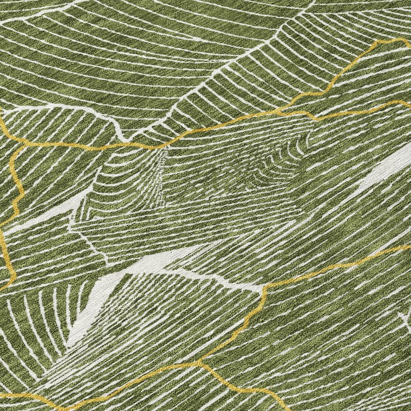 Machine Washable Indoor/ Outdoor Abstract Crackle Chantille Rug