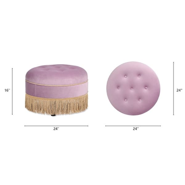 dimension image slide 9 of 13, Yolanda 24" Upholstered Round Accent Ottoman