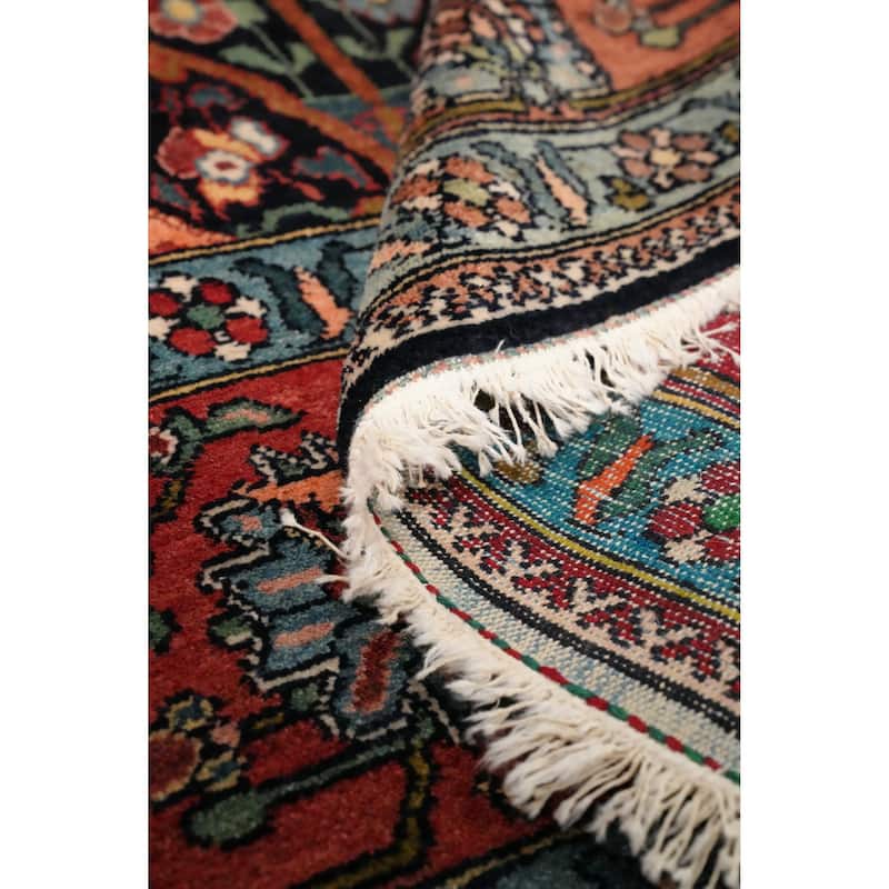 Hand Knotted Oriental 100% Wool Carpet Traditional Floral Navy Blue & Blues Bakhtiari Area Rug - 10' 7'' X 7' 3''