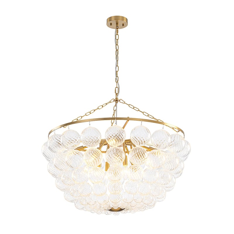 Modern Glam Bowl Twisted Glass Cluster Bubble Chandelier