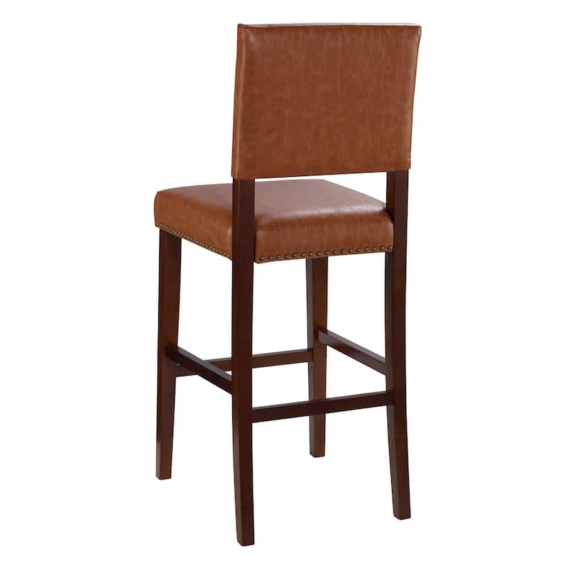 Linon Amaravati Faux Leather Caramel 30-inch Bar Stool