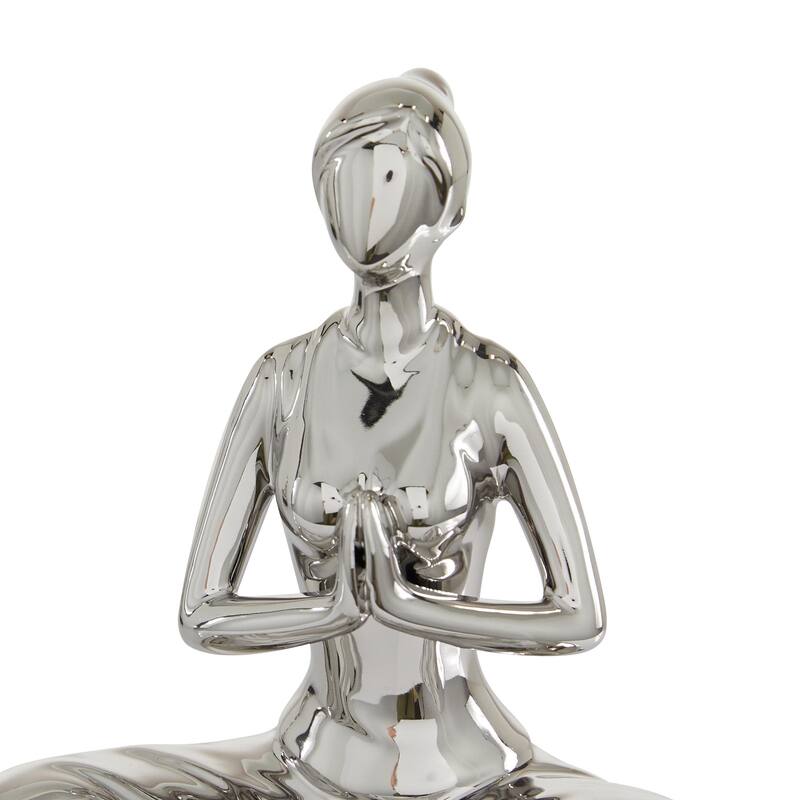 Porcelain Ceramic Yoga Decorative Sculpture - Set of 2 Silver - Roche River Decor