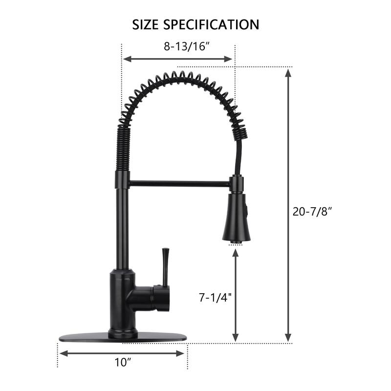 Copper Pre-Rinse Spring Kitchen Faucet, Single Level Handle and Pull Down Sprayer