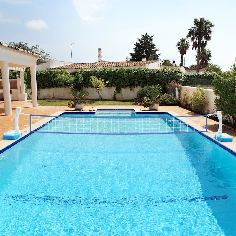 2-in-1 Pool Game Set for Swimming Pool Basketball Hoop and Volleyball Net for Summer - 23.6”L x 17.7”W x 48.5”H