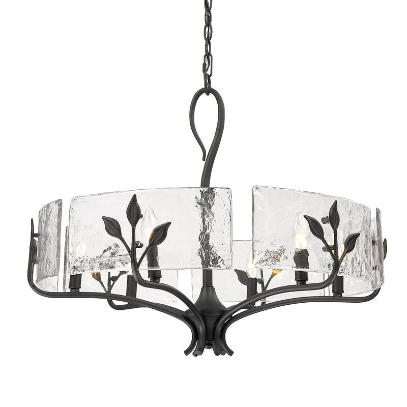 Calla 27.75" Wide 6-Light Chandelier with Hammered Water Glass