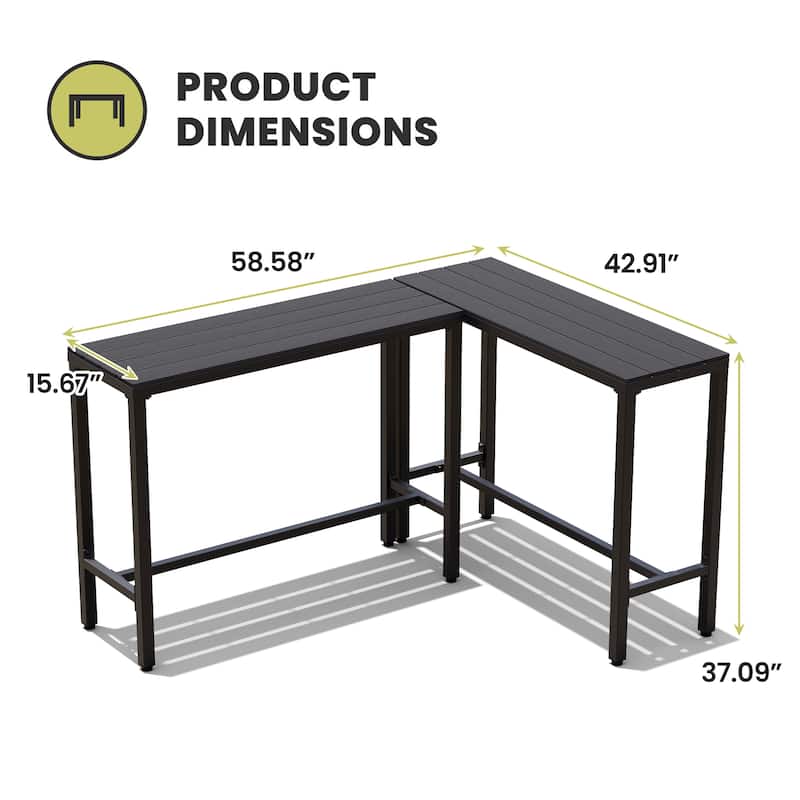 Crestlive Products Patio Outdoor Bar Table Rectangle Pub Table