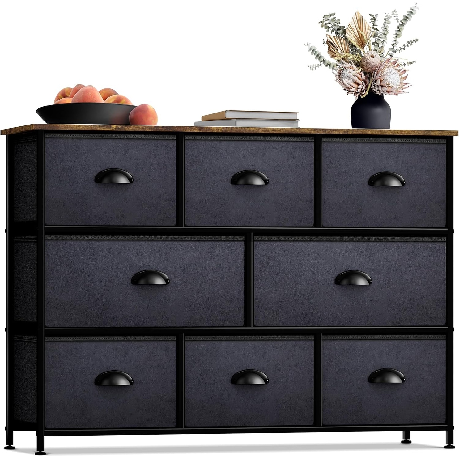 8-Drawer Fabric Dresser with Steel Frame & Wood Top - Portable Storage Organizer for Bedroom, Living Room, Nursery