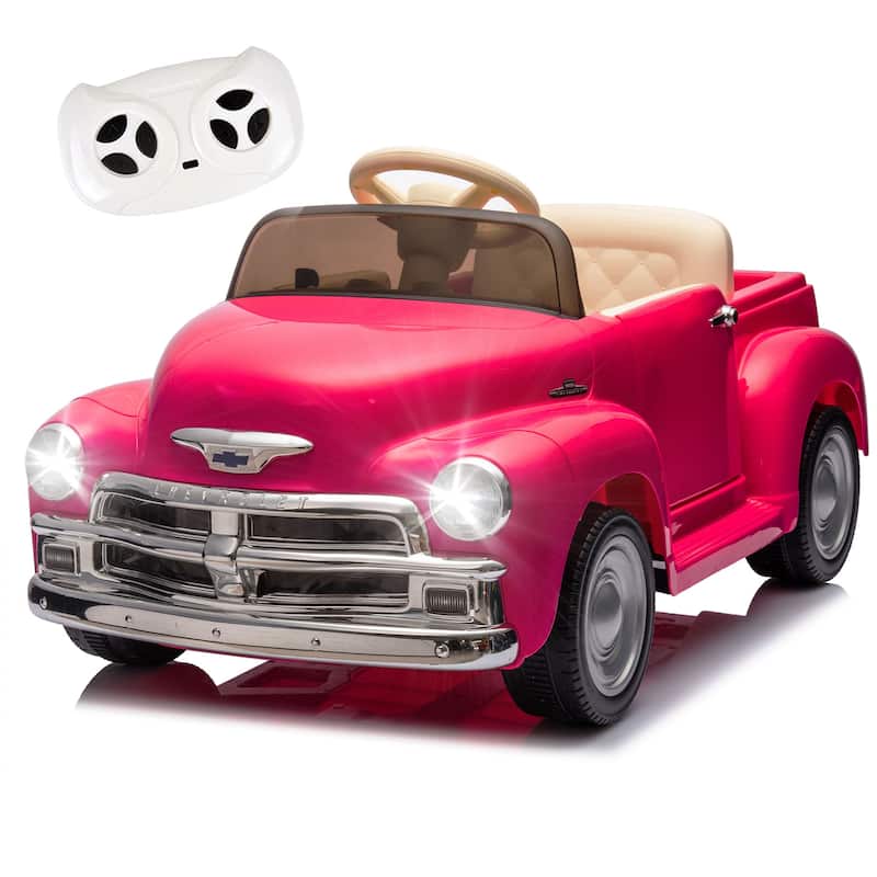 12V Kids Ride On Truck Car W/Parents Control, Licensed Chevrolet 3100 Pickup,Electric Car,High-Power Up To 4.35 Km/H,Age 3+ - Pink
