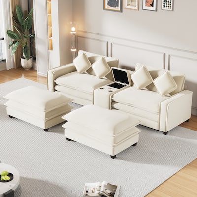 Stylish and Functional Sectional Sofa with Chenille Upholstery by Harper&Bright Designs