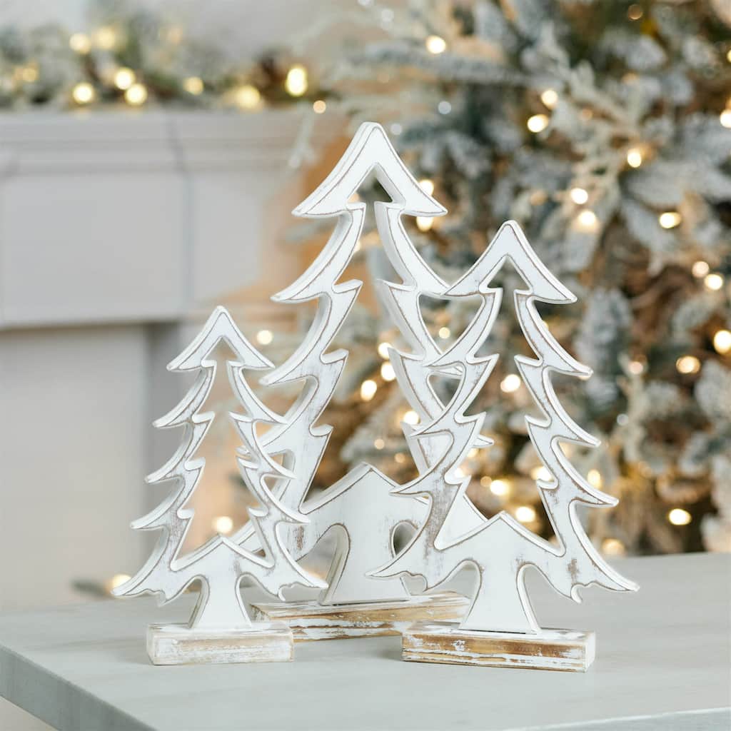 Cut Out Pine Christmas Tree Decoration - 18" - Set of 3