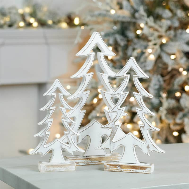 Cut Out Pine Christmas Tree Decoration - 18" - Set of 3