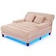 preview thumbnail 11 of 57, 57-In Chenille Upholstered Chaise Lounge with Adjustable Backrest & LED Light Strip