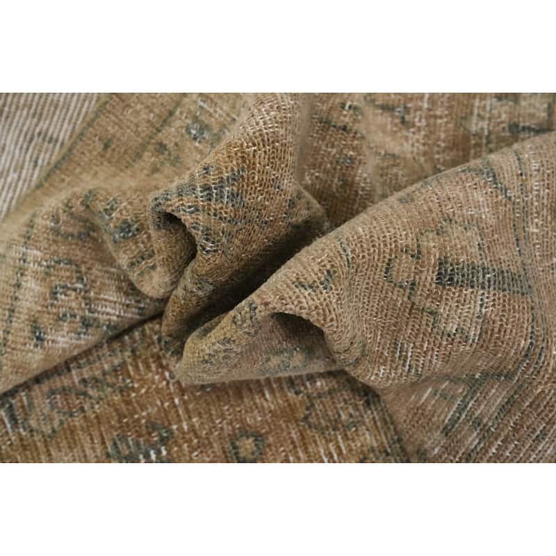 Hand Knotted Oriental 100% Wool Carpet Traditional Floral Brown Bibikabad Runner Rug - 12' 11'' X 3' 0''