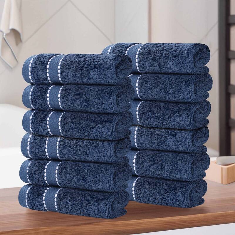 Superior Niles Cotton Ultra-Plush Absorbent Face Towel/Washcloths, Set of 12