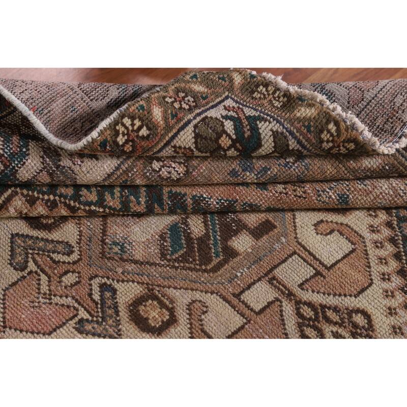 Tribal Distressed Bakhtiari Persian Antique Rug Handmade Wool Carpet - 5'2" x 9'11"