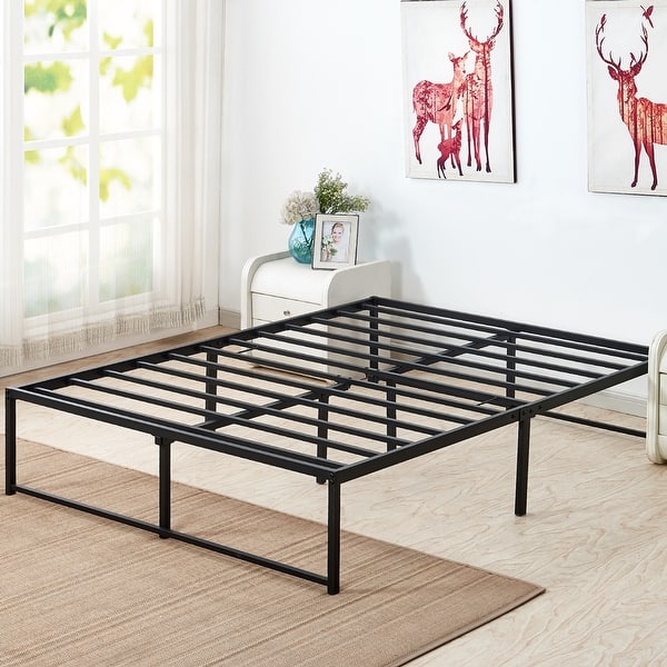 Shop Vecelo Metal Bed Frames 14 Inch Steel Slat Platform Storage Beds Twin Full Queen King 4 Options Overstock 26060990 King