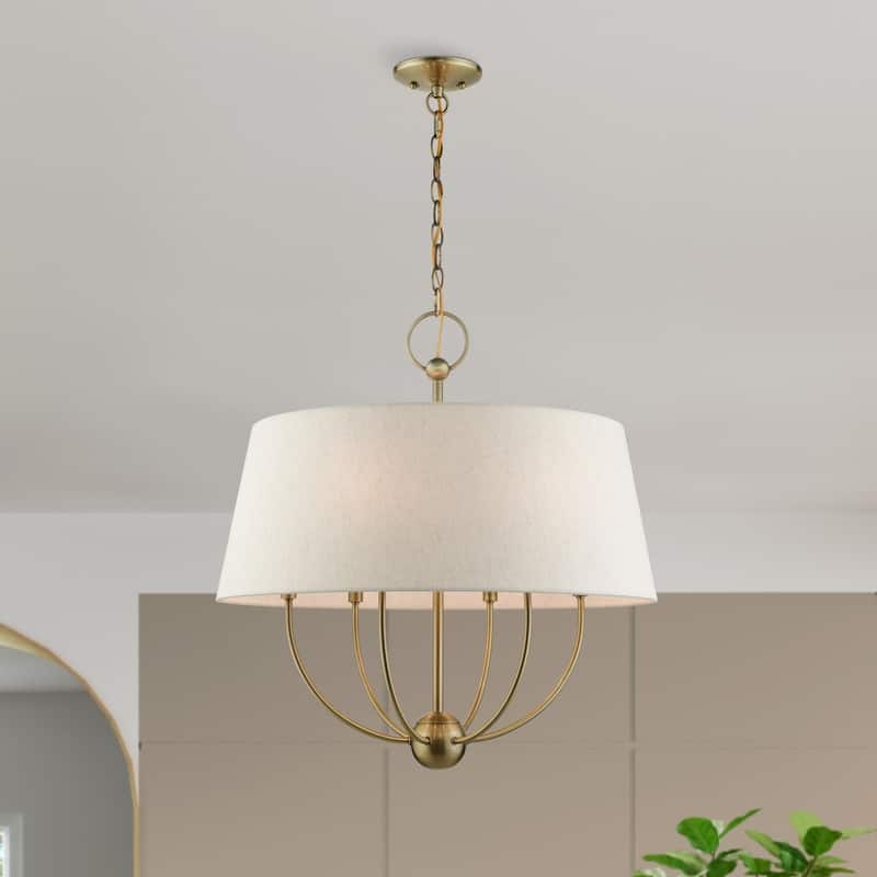Livex Lighting 6-light Antique Brass Pendant Chandelier, 49446-01 - 24"W x 25.5"H