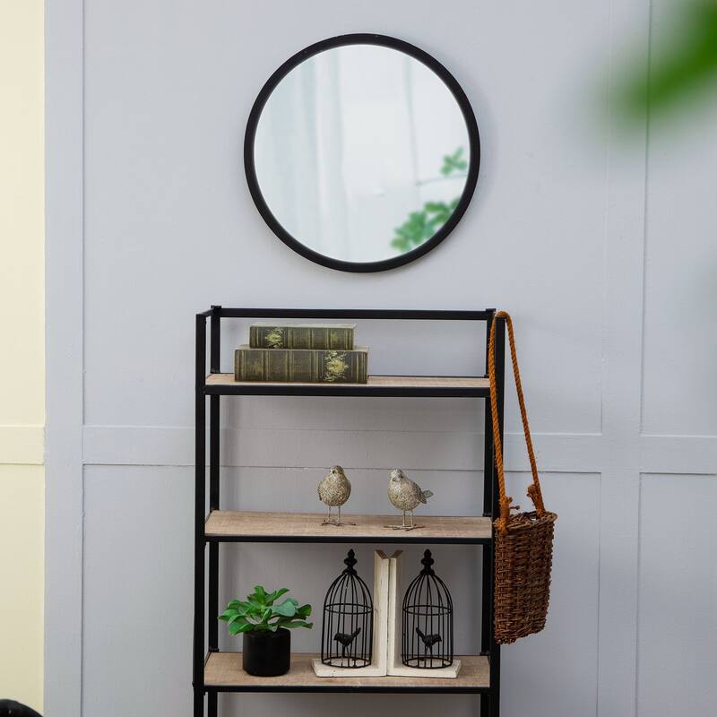 20" x 20" Circle Wall Mirror with Wooden Frame