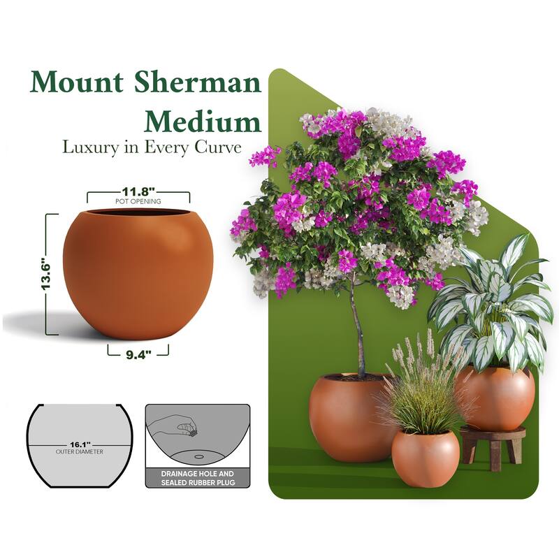 DTY Signature Mount Sherman 1-Piece Fiberstone Planter for Indoor/Outdoor