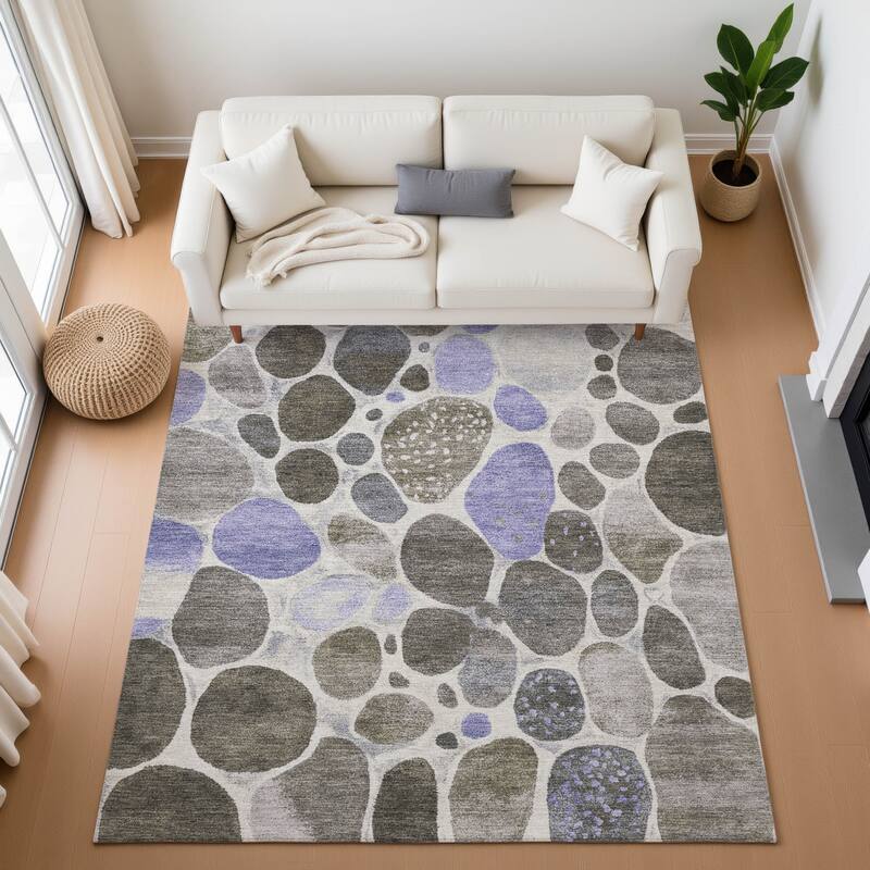 Premium Washable Super Soft Contemporary Cobble Mayfield Rug - Chocolate - 3' x 5'