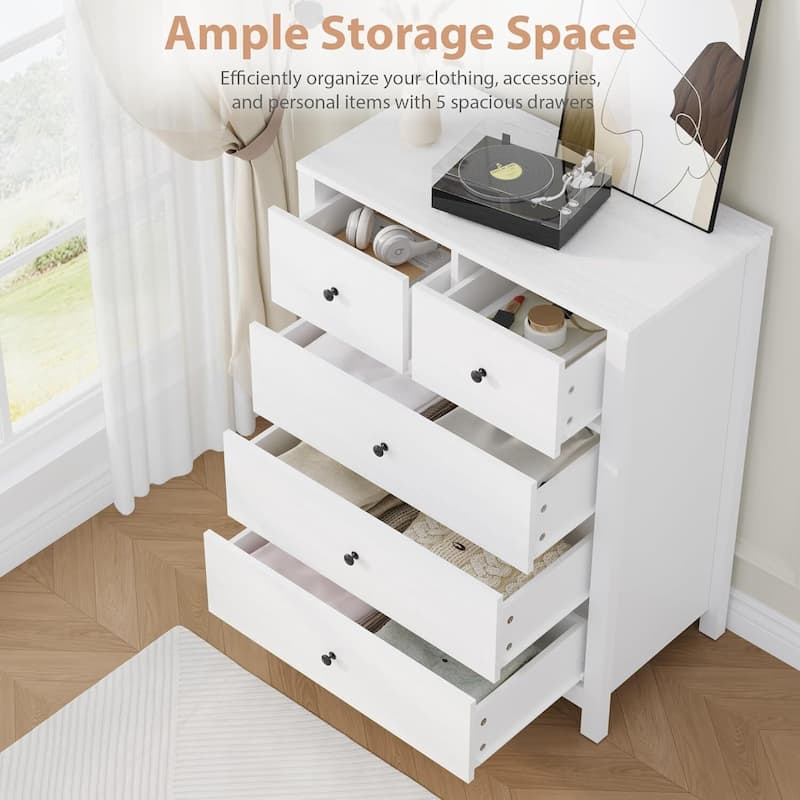 Modern 5 Drawer Dresser for Bedroom, Entryway, Hallway