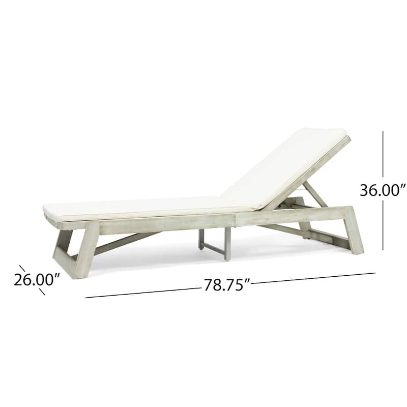 Maki Outdoor Acacia Wood Chaise Lounge and Cushion Set (Set of 2) by Christopher Knight Home