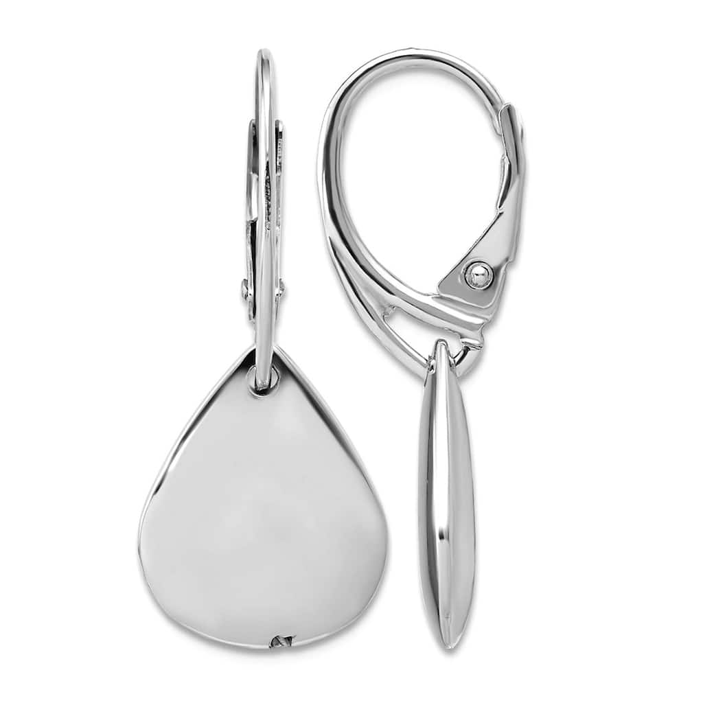 Curata 925 Sterling Silver Italian Large Polished Teardrop Leverback Earrings - 32x14mm