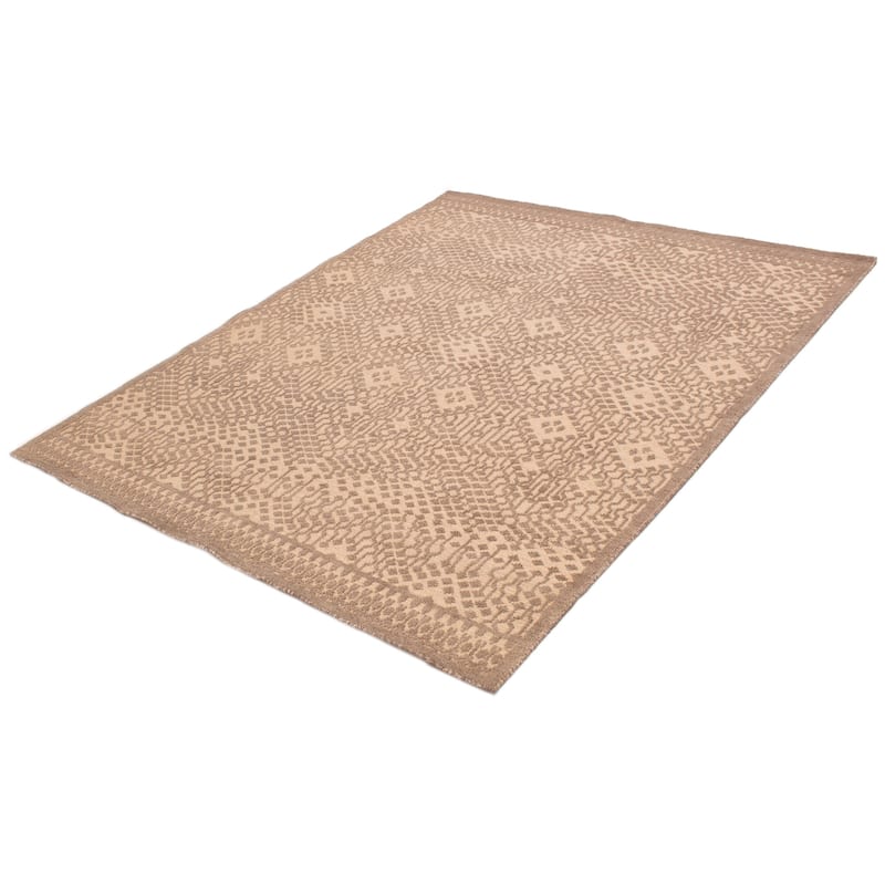 ECARPETGALLERY Hand-knotted Tangier Taupe Wool Rug - 7'9 x 9'7
