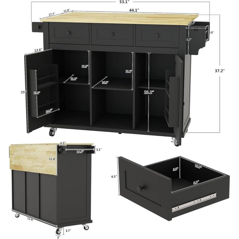 Chichoice Kitchen Islands & Carts with Storage on Wheels, Rolling Kitchen Island Cart with Drop Leaf Countertop