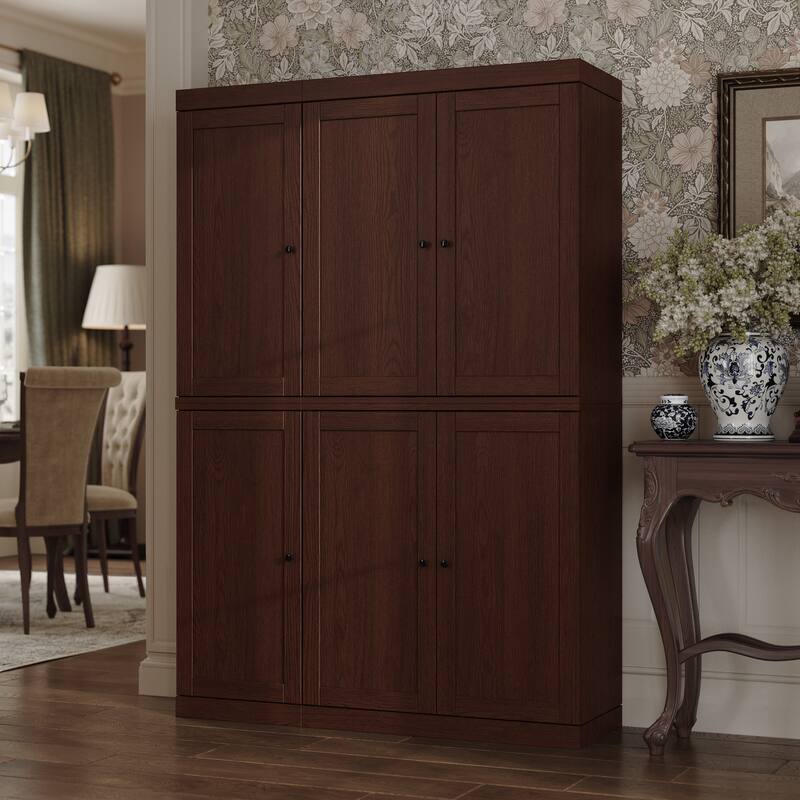 Palace Imports Premium 100% Solid European Oak Hardwood Modular Dining Room Cabinet with Shaker Doors - 48" Wide, 71.5" Tall - Rich-Cherry-Oak