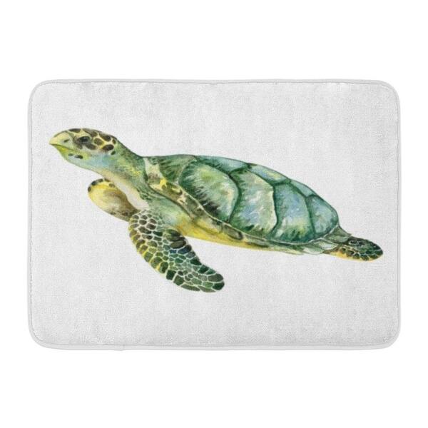 Tortoise Sea Green Turtle Watercolor Beach Ocean Sketch Doormat Floor Rug Bath Mat 23 6x15 7 Inch Multi On Sale Overstock 31776573
