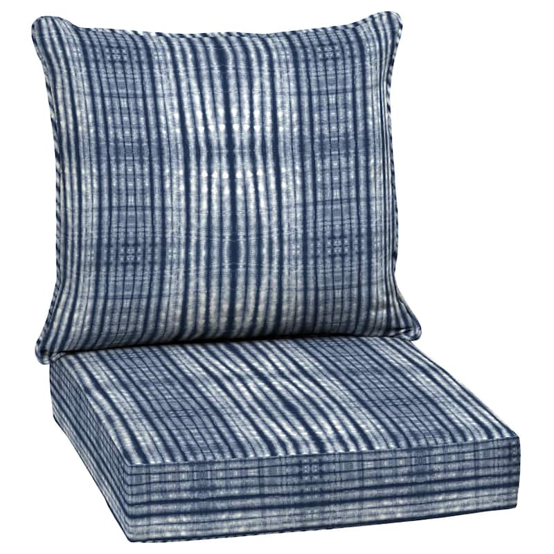 ARDEN 24 x 24 in Outdoor Deep Seat Set - 24 W x 24 D in. - 24 W x 24 D in. - Blue Shibori Stripe