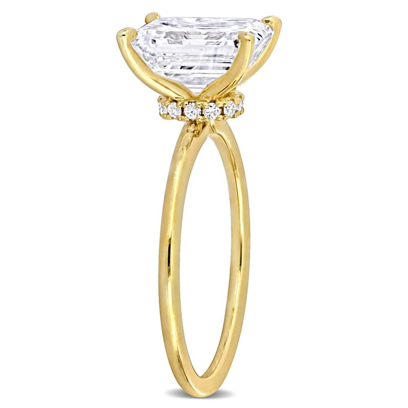 Miadora 3-1/4ct TDW Certified Emerald-Cut Diamond Engagement Ring in 18k Yellow Gold
