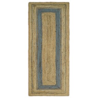 Hand Woven Farmhouse Blue and Natural Jute Area Rug - Bed Bath & Beyond ...