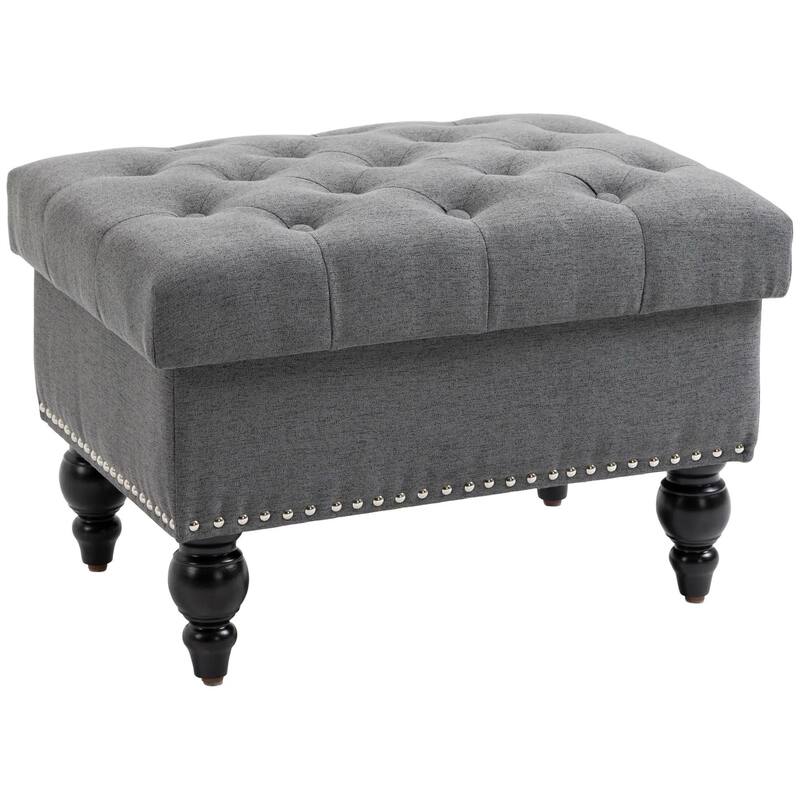 25" Storage Ottoman for Living Room with Removable Lid, Button-Tufted