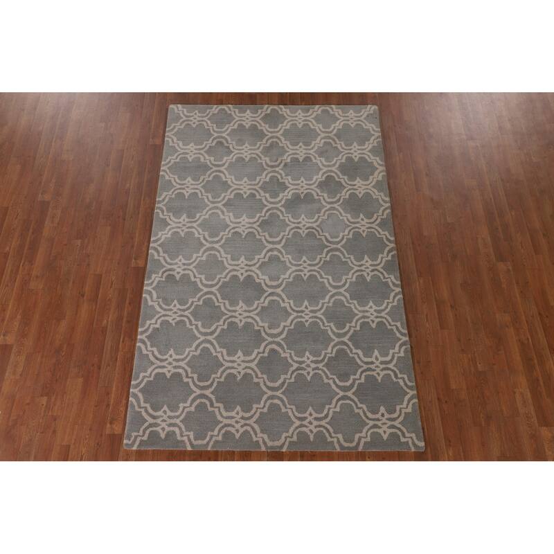 Trellis Indian Area Rug Hand-Tufted Wool Carpet - 5'0" x 8'0"