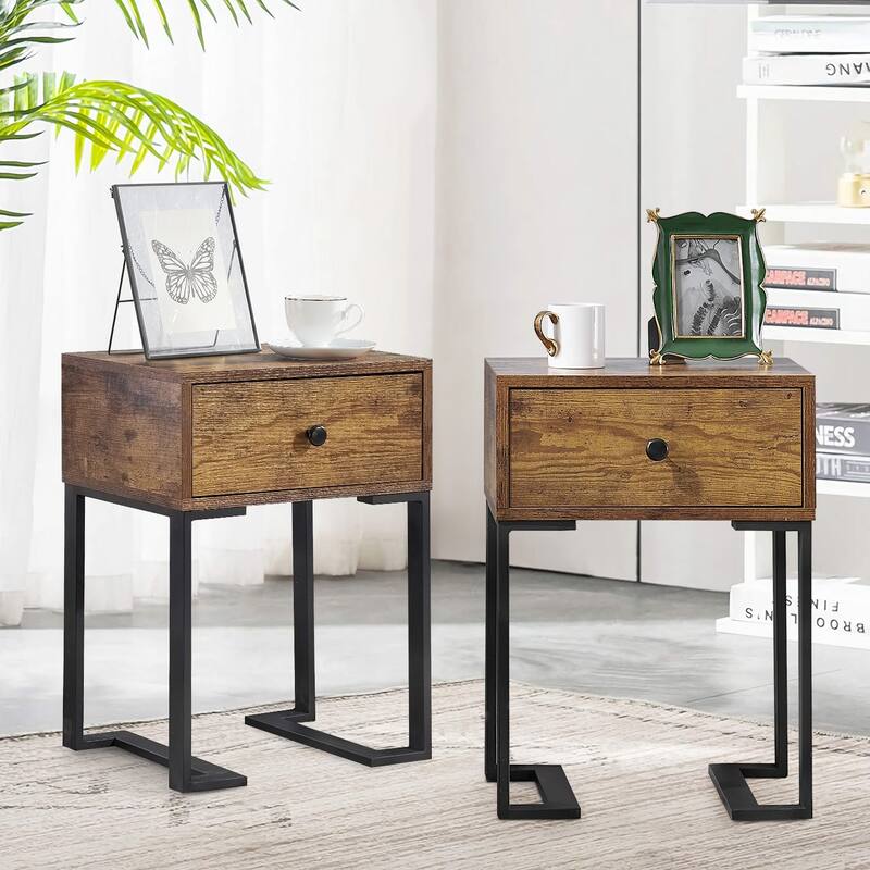 VECELO Modern 1-Drawer Wood Nightstands