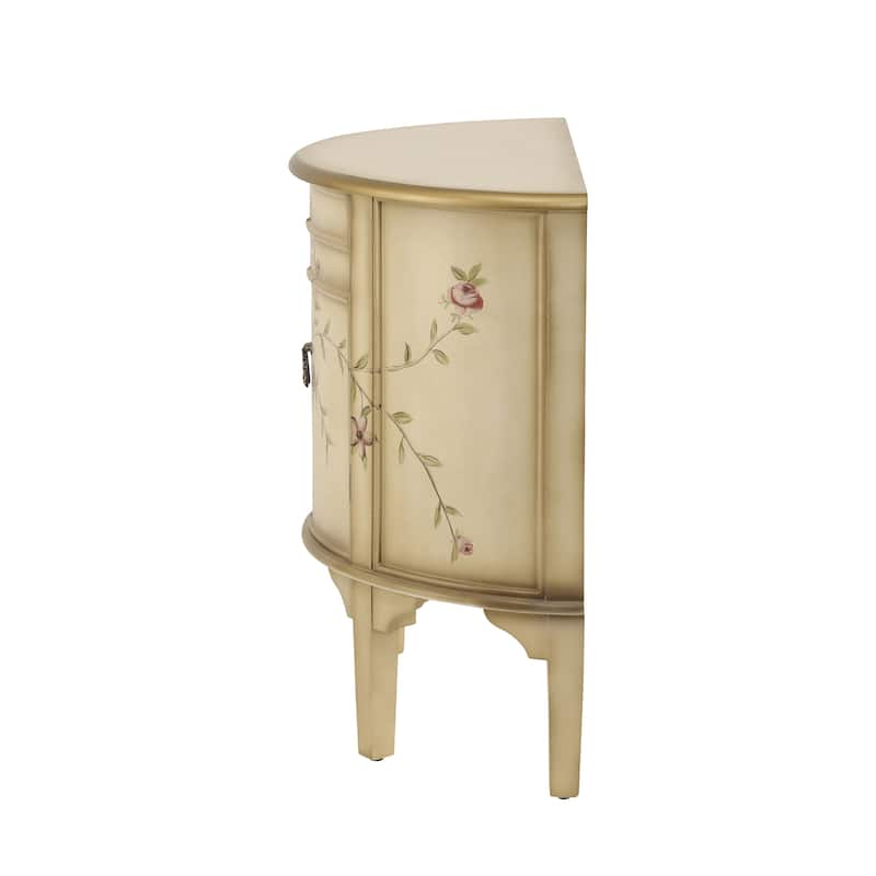 Christopher Knight Home - Maribelle Vintage Hand-Painted Half Moon Accent Cabinet with Floral Design and Gold Trim