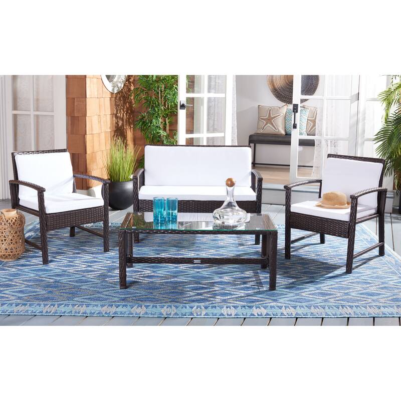 SAFAVIEH Outdoor Diya 4-Piece Patio Set - 43W x 31D x 26H