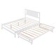 preview thumbnail 5 of 15, Full Size Platform Bed with Adjustable Trundle, Headboard for Added Stability, Pine Wood and MDF Construction, White