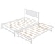preview thumbnail 5 of 13, Full Size Platform Bed with Adjustable Trundle & Sturdy Headboard, White