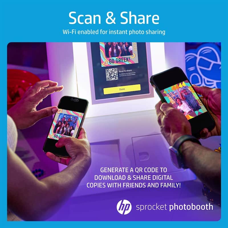 HP Sprocket Photobooth 3x4 Photo Printer (White) Bundle with Zink Paper (100 Sheets) & Carrying Case - White