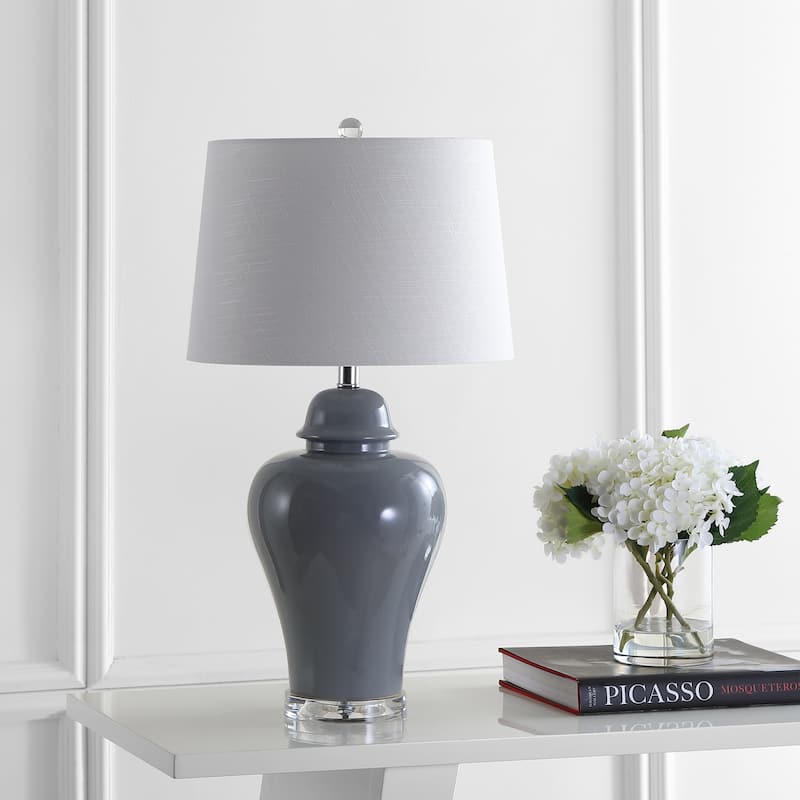 Bowen 27" Ceramic Urn LED Table Lamp, Grey (Set of 2) by JONATHAN Y
