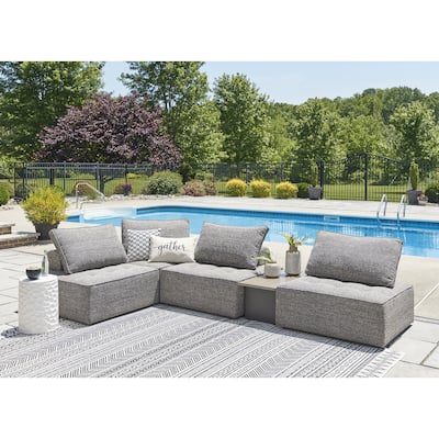 Signature Design by Ashley Bree Zee Gray 5-Piece Outdoor Sectional - 114" W x 76" D x 35" H