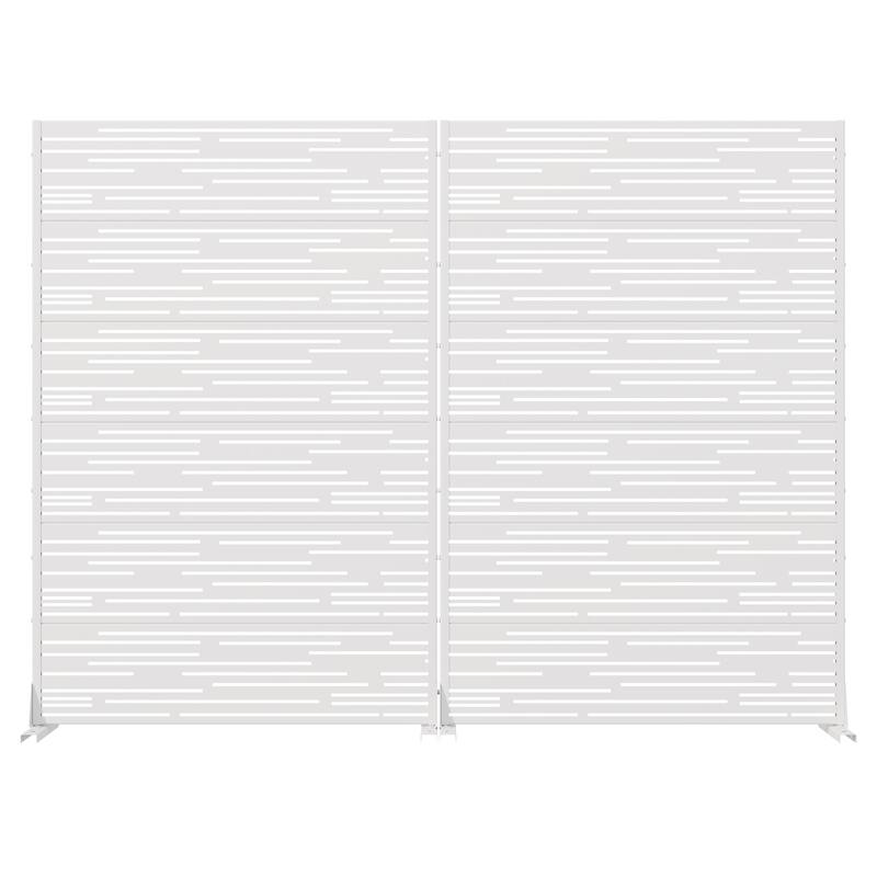 Outdoor Privacy Screen with Stand for Patio Garden Metal Fence Set of 2