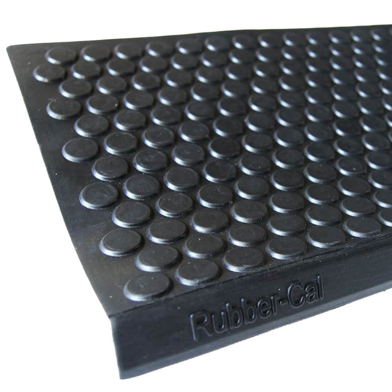 Rubber-Cal "Coin-Grip" Non-Slip Rubber Tread Stair Mats (6 Pack), Black - 9.75in x 29.75in