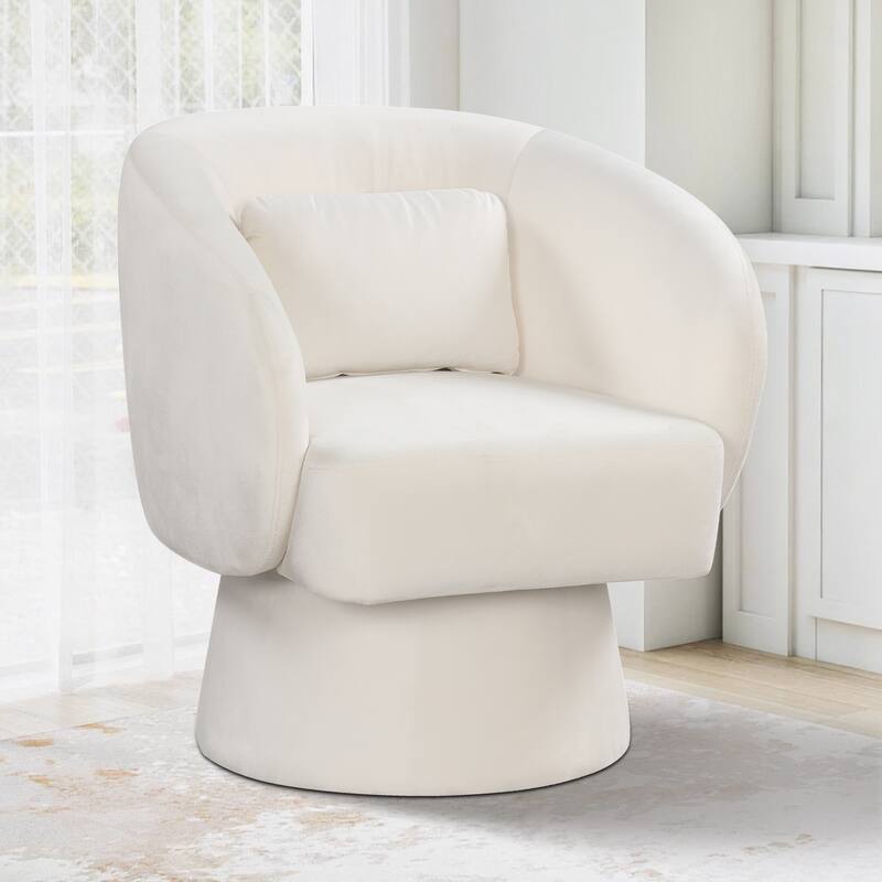 Gymax 2PCS Swivel Accent Chair w/ Back Removable Lumbar Pillow 360