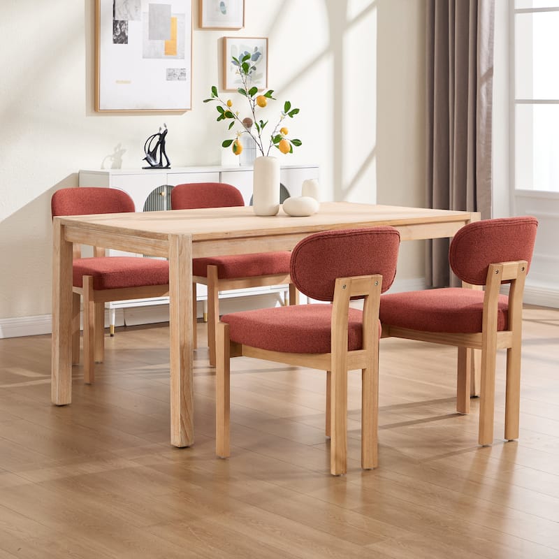 Wooden Dining Chairs Set of 2, Modern Fabric Upholstered Dining Room Chair Kitchen Chairs, Farmhouse Dinner Chair for Kitchen